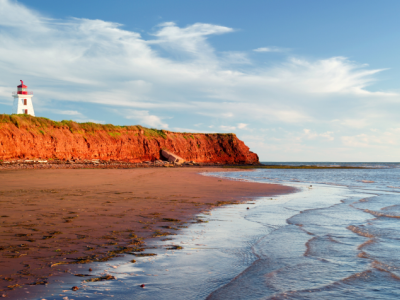 Lighthouse next to the beach at PEI